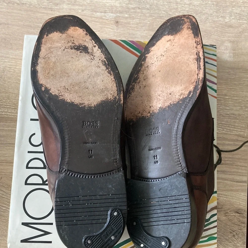 BOSS Men's Brown Leather Dress Shoes